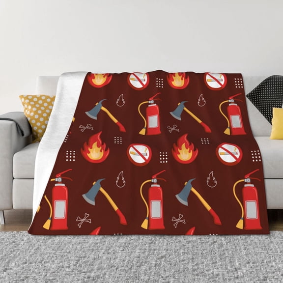 Rateoe Fire Extinguisher Pattern Flannel Throw Blanket, Ultra-soft Blanket for Bed, Couch, Car, Hypoallergenic Anti-pilling blanket-50"x40"(Horizontal)