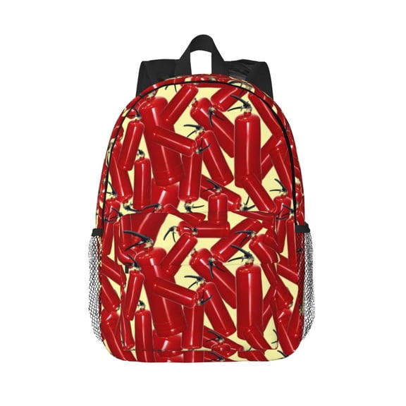Rateoe Fire Extinguisher Pattern Student Backpack Water-resistant Backpack 15-inch Laptop Backpack Lightweight Adjustable School Backpack