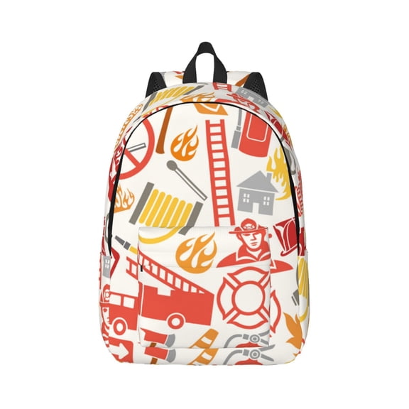 Rateoe Firefighter Icons Pattern Canvas College Laptop Backpack,Travel Daypack,Durable Rucksack Travel Notebook Bag School Backpack Book Bag for Men Women-Small