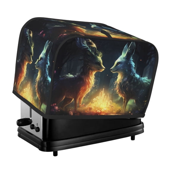 Rateoe Firefly Forest Fox Pattern Toaster Covers 2 Slice Wide Slot,Bread Machine Cover,Bread Dust Cover & Fingerprint Protection,Appliance Covers