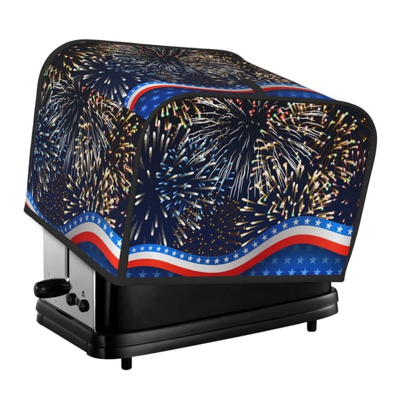 Rateoe Fireworks Pattern Toaster Covers 4 Slice Wide Slot,Bread Machine Cover,Bread Dust Cover & Fingerprint Protection,Appliance Covers