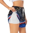 thumbnail image 1 of Rateoe Fireworks Printed 2 in 1 Women's Workout Shorts for Athletic Gym Running Shorts with Phone Pockets-Medium, 1 of 7