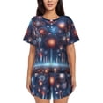 thumbnail image 1 of Rateoe Fireworks1 Pattern Women's Short-Sleeved Pajama Set - 2 Piece Soft and Lightweight Sleepwear Set-X-Large, 1 of 6