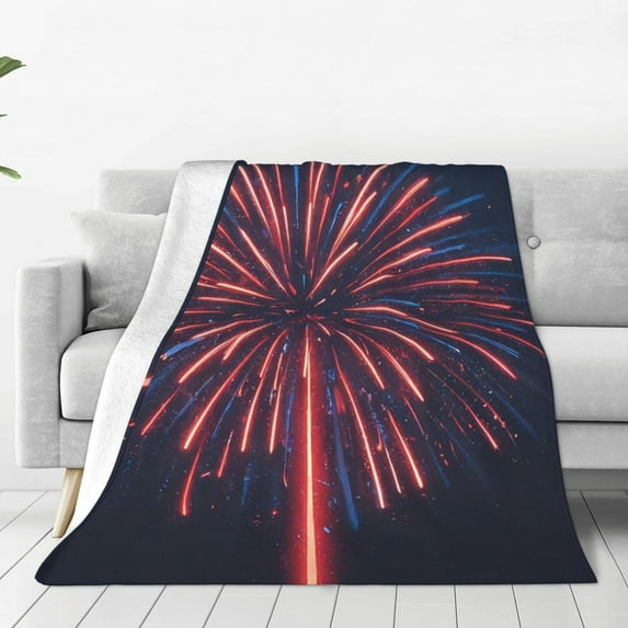 Rateoe Fireworks3 Print Fuzzy Fleece Throw Blanket Extra Large,Super Soft,Fluffy and Warm Blankets for Couch,Bed,All Season Use (50"x40")