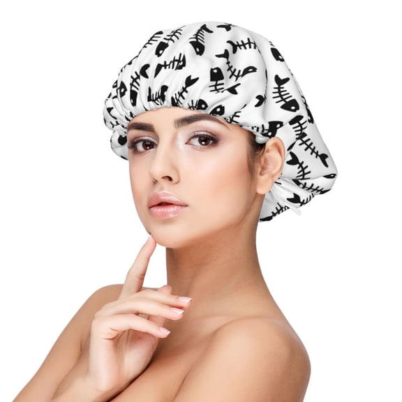 Rateoe Fish Bone Pattern Silk Satin Hair Bonnet for Sleeping, Adjustable Sleep Cap Turban for Women , Curly Straight Hair Long Large Braid