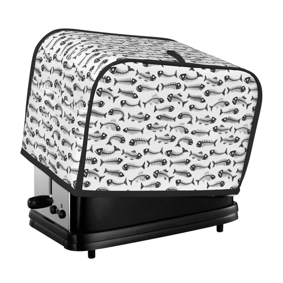 Rateoe Fish Bones Pattern Toaster Covers 2 Slice Wide Slot,Bread Machine Cover,Bread Dust Cover & Fingerprint Protection,Appliance Covers