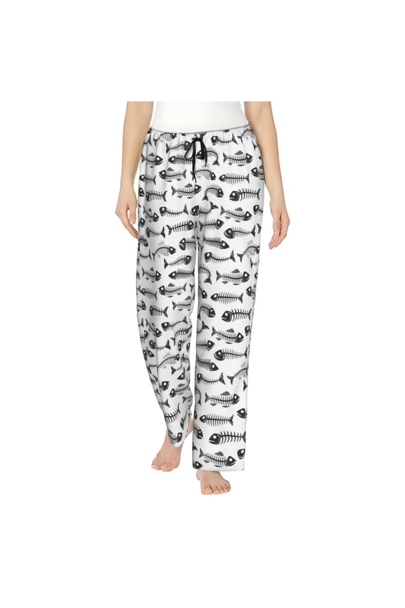 Fish Bones Pattern Women’s Ultra-Soft Comfy Pajama Lounge Pants Sleepwear,Comfortable Lounge Wear,lightweight Pajamas, Casual Home Wear-Large