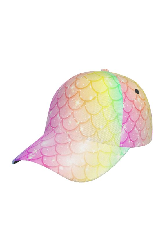 Fish Scale Pattern Baseball Cap Outdoor Cap Mountain Dad Hat - Unstructured Soft Cotton Cap-Adjustable UV Protection Cap