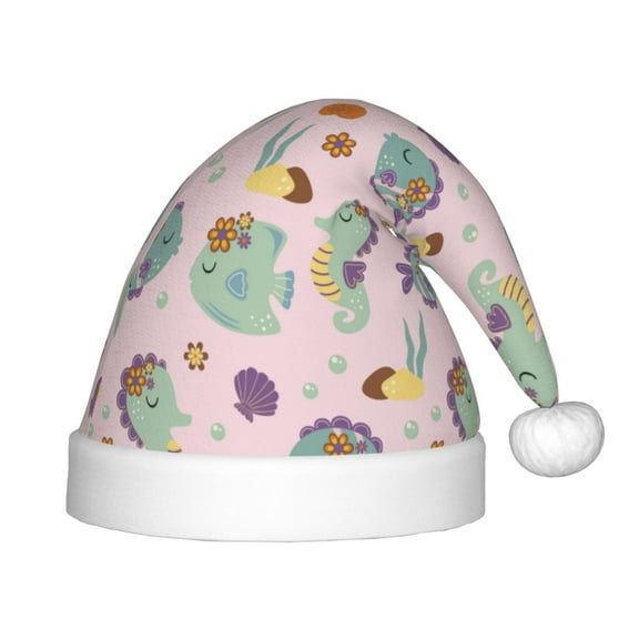 Rateoe Fish Seahorse Santa Hat Confortable Christmas Hat for Christmas Party Favors Fit for Kids