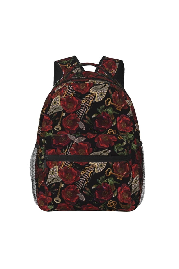 Fishbone Rose Pattern Casual Backpack for School, Work, Travel  Adjustable Straps, Multiple Compartments  Ergonomic Design, Fits Laptops and Tablets