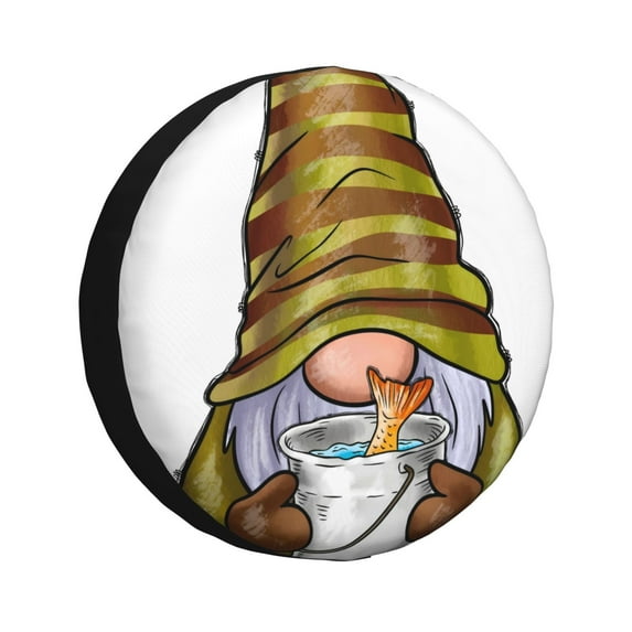 Rateoe Fishing Gnome Fisherman Pattern Tire Cover Wheel Protectors Weatherproof Wheel Covers Universal Fit for Trailer Rv SUV Truck Camper Travel Trailers Accessories-14 inch