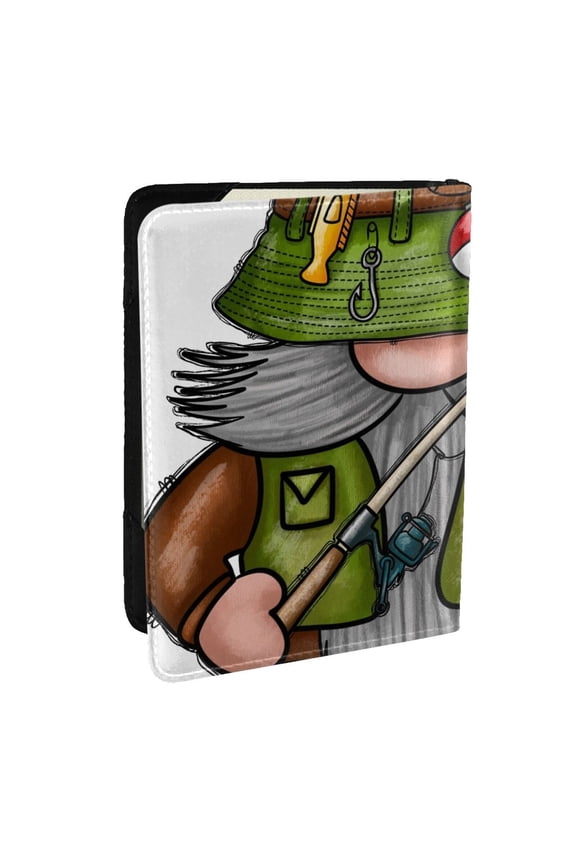 Fishing Gnome Pattern Passport Holder Wallet Leather Mulit-purpose Travel Wallet Credit Cards Case ,Passport Cover for Women Men-6.5 in