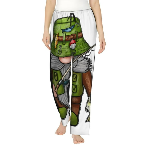 Rateoe Fishing Gnome Pattern Women’s Ultra-Soft Comfy Pajama Lounge Pants Sleepwear,Comfortable Lounge Wear,lightweight Pajamas, Casual Home Wear-X-Large