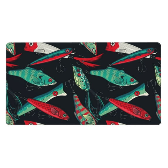 Rateoe Fishing Lure Print Mouse Pad - Extended Large Gaming Mousepad,Non-Slip Stitched Edge,16x29.5 Inch