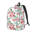 thumbnail image 1 of Rateoe Flamingo Flower Pattern Durable Canvas Backpack for Men & Women – Stylish & Lightweight – Adjustable Straps, Multiple Pockets – Fits 15-17 Inch LaptopsSmall, 1 of 5