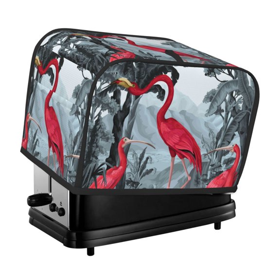 Rateoe Flamingo On The Jungle Pattern Toaster Covers 2 Slice Wide Slot,Bread Machine Cover,Bread Dust Cover & Fingerprint Protection,Appliance Covers