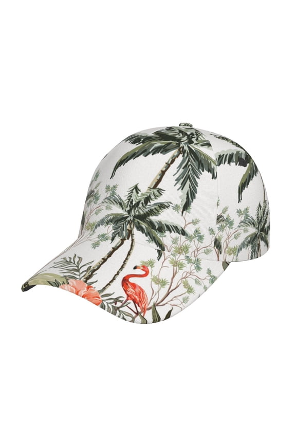 Flamingo Palm Trees Pattern Baseball Cap Outdoor Cap Mountain Dad Hat - Unstructured Soft Cotton Cap-Adjustable UV Protection Cap