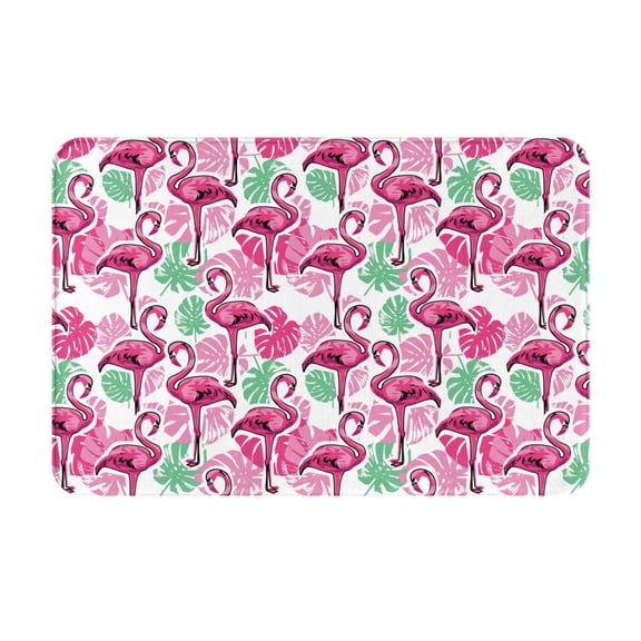 Rateoe Flamingo Pattern Flannel Door Mat Indoor Outdoor Entrance, Waterproof All-Weather Doormat,Fade Resistant, Low Profile Entryway Mat 16x24in