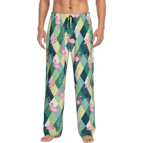 Rateoe Flamingo Pattern Men’s Ultra-Soft Comfy Pajama Lounge Pants Sleepwear,Comfortable Lounge Wear,lightweight Pajamas, Casual Home Wear-Medium