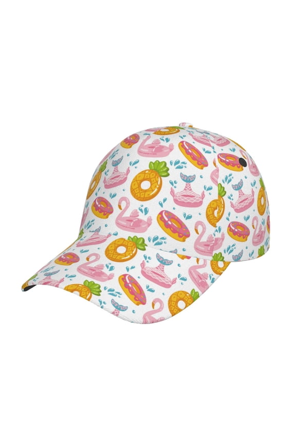 Flamingo And Pineapple Pattern Mens Baseball Cap Adjustable Curved Brim Hat, Soft Cotton Sports Cap for Outdoor, Casual, and Everyday Wear, Comfortable & Breathable