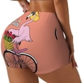 thumbnail image 1 of Rateoe Flamingo Riding a Bicycle Printed Power Workout Shorts for Women Tummy Control Squat Proof Ribbed Thick Seamless Scrunch Active Short-Medium, 1 of 8