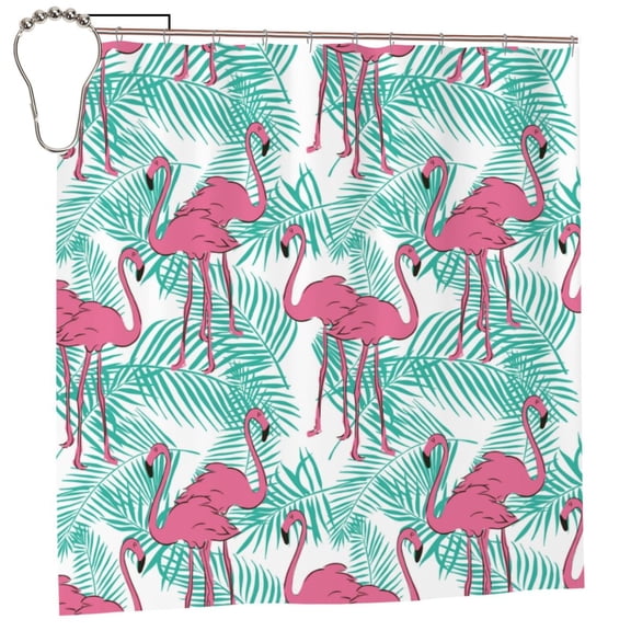 Rateoe Flamingo Shower Curtain - Fancy Bathroom Shower Curtain Sets - Waterproof Shower Curtain with Hooks with 12 Plastic Hooks 72x72 Inches