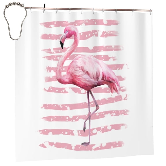 Rateoe Flamingo Shower Curtain - Fancy Bathroom Shower Curtain Sets - Waterproof Shower Curtain with Hooks with 12 Plastic Hooks 72x72 Inches