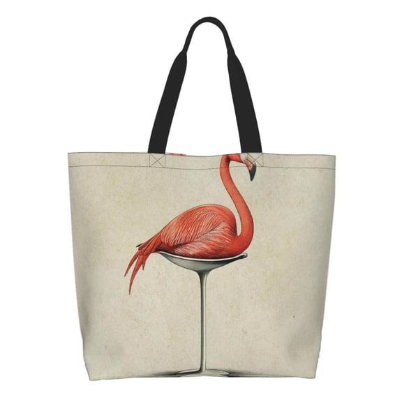 Rateoe Flamingo Sitting On Chair Tote Bag - Waterproof Lightweight Handbags Travel Shoulder Bag for Hiking Yoga Gym Swimming Travel Beach