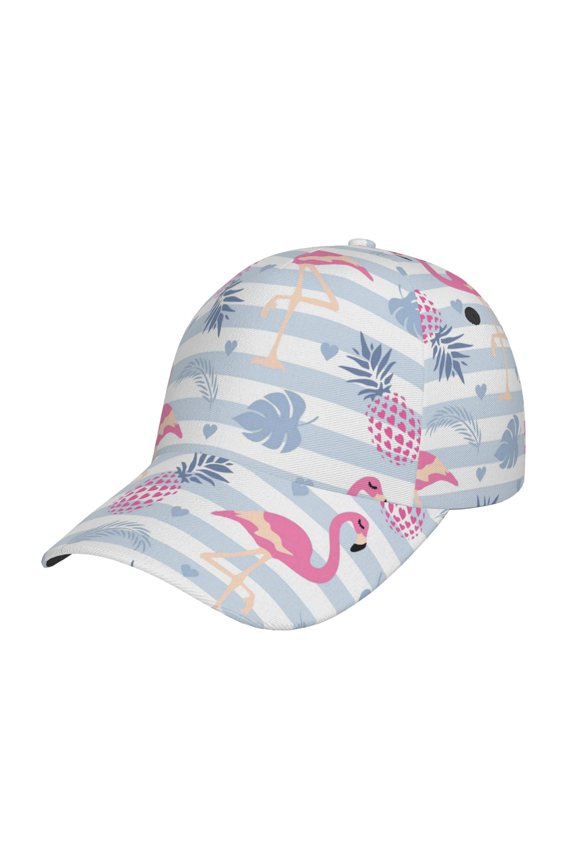 Flamingo and Pineapple Pattern Baseball Cap Outdoor Cap Mountain Dad Hat - Unstructured Soft Cotton Cap-Adjustable UV Protection Cap