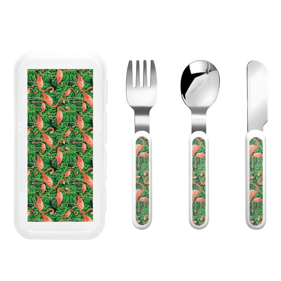 Rateoe Flamingo for Stainless Steel Kids Silverware Set - Child and Toddler Safe Flatware - Children's Knife, Fork And Spoon Set