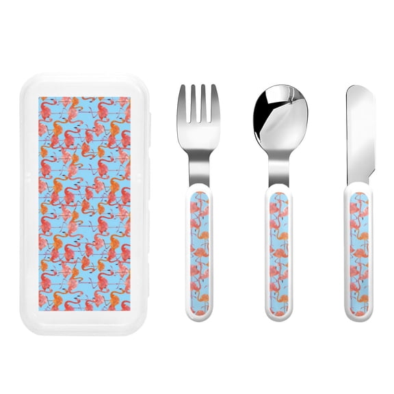 Rateoe Flamingo for Stainless Steel Kids Silverware Set - Child and Toddler Safe Flatware - Children's Knife, Fork And Spoon Set