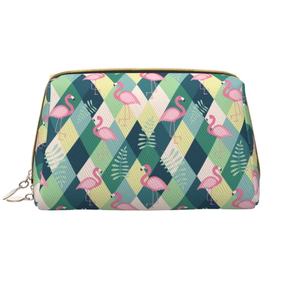 Rateoe Flamingo for Travel Makeup Bag,Large Capacity Cosmetic Bags for Women,Waterproof Portable Pouch Open Flat Toiletry Bag Make up Organizer