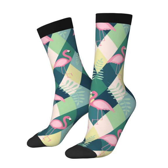 Rateoe Flamingo for Women Casual Calf Socks - Cute Crew Socks - Thin Soft Above Ankle Socks Size 5-11
