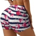 thumbnail image 1 of Rateoe Flamingos Printed Power Workout Shorts for Women Tummy Control Squat Proof Ribbed Thick Seamless Scrunch Active Short-X-Large, 1 of 8