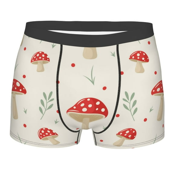 Rateoe Flat Mushrooms Mens Boxer Briefs Poly Spandex Performance Boxer Briefs Underwear Hem Boxer Briefs - Small