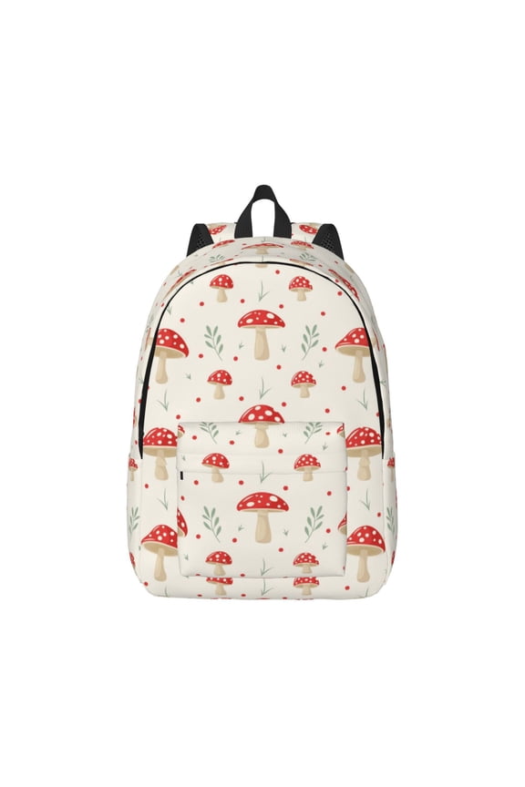 Flat Mushrooms Pattern Canvas College Laptop Backpack,Travel Daypack,Durable Rucksack Travel Notebook Bag School Backpack Book Bag for Men Women-Small