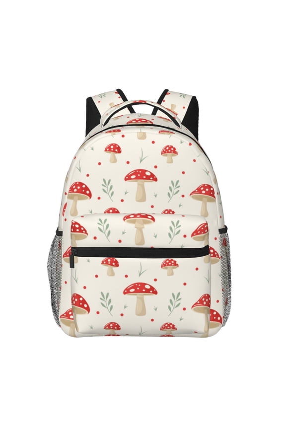 Flat Mushrooms Pattern Casual Backpack for School, Work, Travel Adjustable Straps, Multiple Compartments Ergonomic Design, Fits Laptops and Tablets