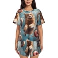 thumbnail image 1 of Rateoe Floating Cat And Donuts Pattern Women's Short-Sleeved Pajama Set - 2 Piece Soft and Lightweight Sleepwear Set-3X-Large, 1 of 7