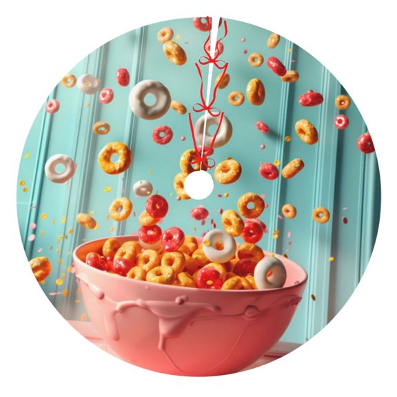 Rateoe Floating Colorful Cereal Print Christmas Tree Skirt 30" for Xmas Holiday New Year Party Circle Tree Mat Ornaments Decoration