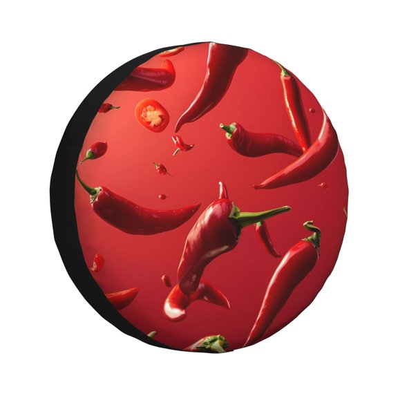 Rateoe Floating Red Chili Peppers Pattern Tire Cover Wheel Protectors Weatherproof Wheel Covers Universal Fit for Trailer Rv SUV Truck Camper Travel Trailers Accessories-14 inch