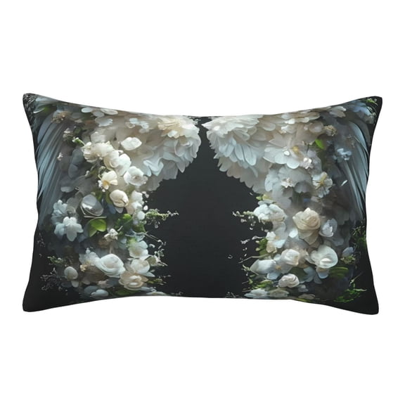 Rateoe Floral Angelic White Wings Pattern Pillow Covers with Invisible Zipper(Pillows are not Included) Standard Pillowcases-14"x20"