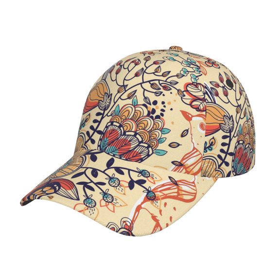 Rateoe Floral With Birds And Fantasy Flowers Pattern Baseball Cap Outdoor Cap Mountain Dad Hat - Unstructured Soft Cotton Cap-Adjustable UV Protection Cap