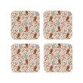 thumbnail image 1 of Rateoe Floral Cowboy Boots Drawing Drink Coasters Set of 4 Leather Coasters Spill Protection for Table Desk,Durable and Non Slip Leather Coaster ,4 Inches Drink Mats-Square, 1 of 6