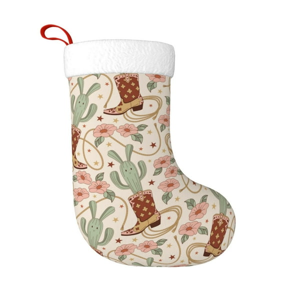 Rateoe Floral Cowboy Boots Print Christmas Stockings,18 Inch Large Christmas Stockings Decoration Ornaments for Holiday Home Fireplace Indoors