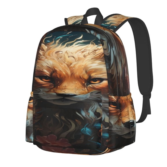 Rateoe Floral Fox Pattern Student Backpack,Backpack for School,Lightweight Bag,Travel Backpack,Outdoor Backpack,Large Capacity Backpack