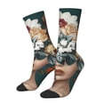 thumbnail image 1 of Rateoe Floral Head Dreamscape for Women Casual Calf Socks - Cute Crew Socks - Thin Soft Above Ankle Socks Size 5-11, 1 of 6