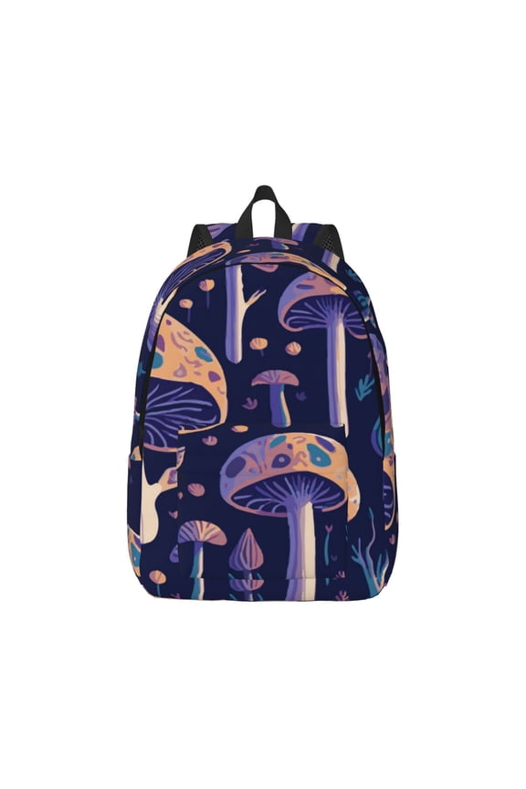 Floral Hippie Mushrooms Pattern Canvas College Laptop Backpack,Travel Daypack,Durable Rucksack Travel Notebook Bag School Backpack Book Bag for Men Women-Small