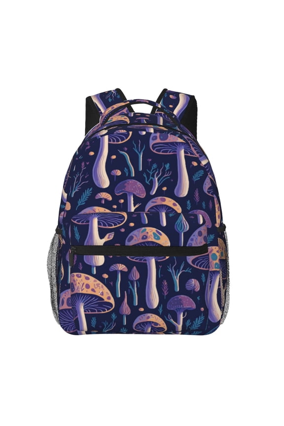 Floral Hippie Mushrooms Pattern Casual Backpack for School, Work, Travel Adjustable Straps, Multiple Compartments Ergonomic Design, Fits Laptops and Tablets