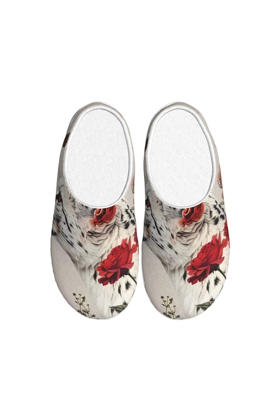 Floral Leopard Butterflies Print Women's Men's Cotton Knit Slippers Lightweight Memory Foam Indoor House Shoes with Anti-Skid Sole-40/41