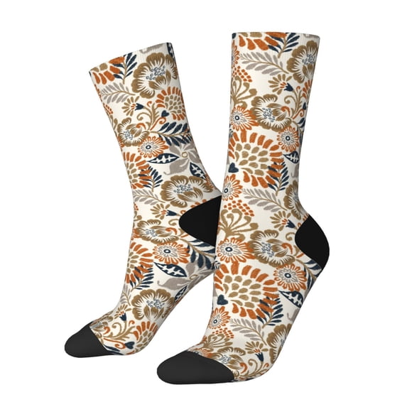 Rateoe Floral Paisley for Women Casual Calf Socks - Cute Crew Socks - Thin Soft Above Ankle Socks Size 5-11